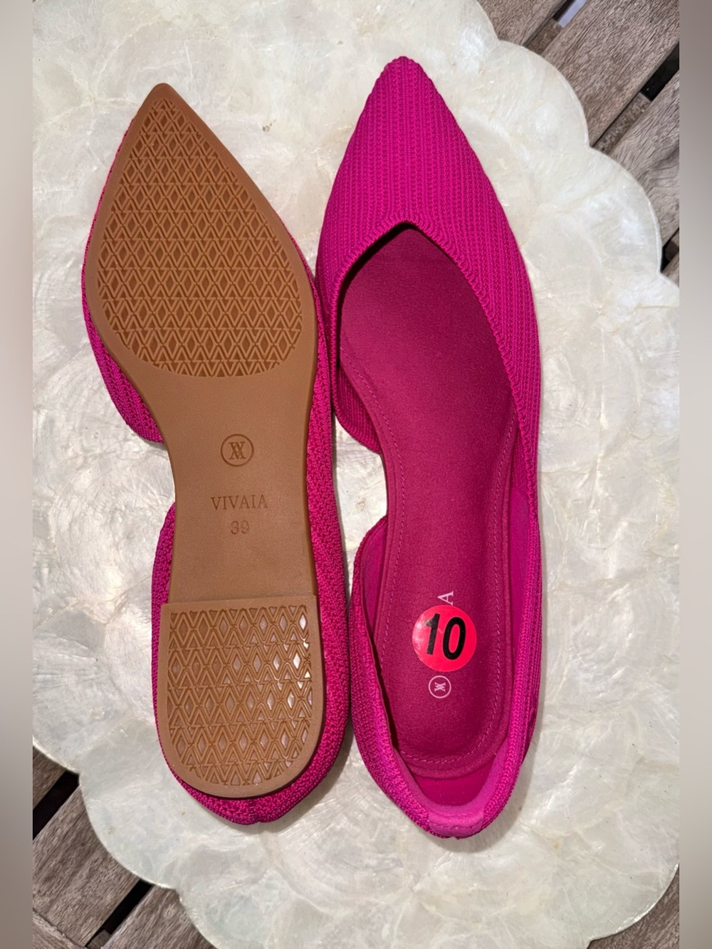 VIVAIA Hot Pink Knit D’Orsay Pointed Toe Flats Women’s Size 10 NEW - Picture 2 of 2